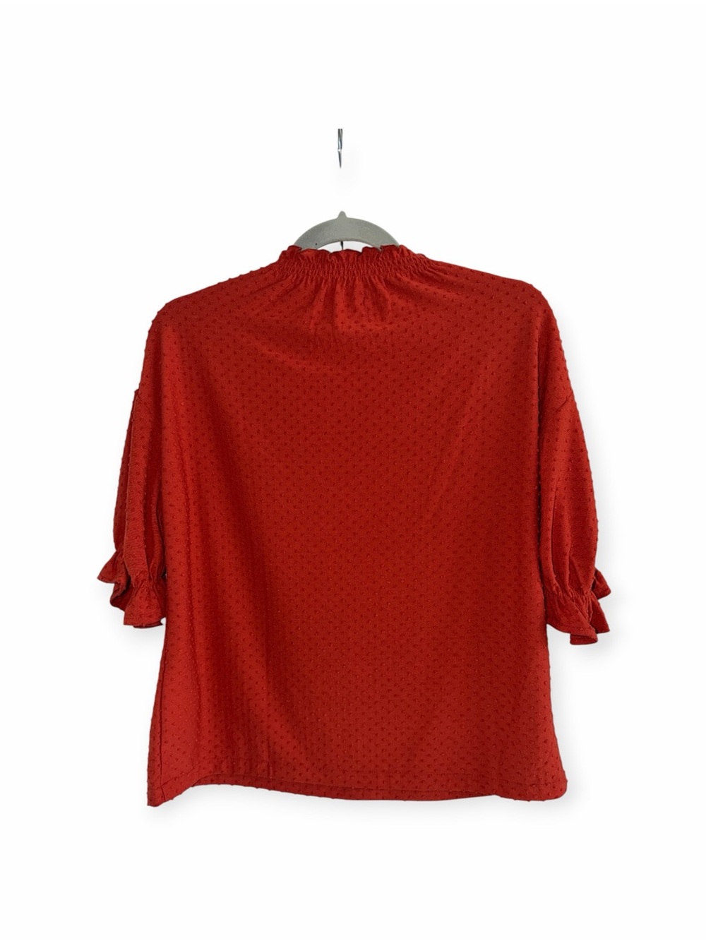 Madewell Clipdot Ruffle Top Dark Brick Size XS NWT - Picture 4 of 9